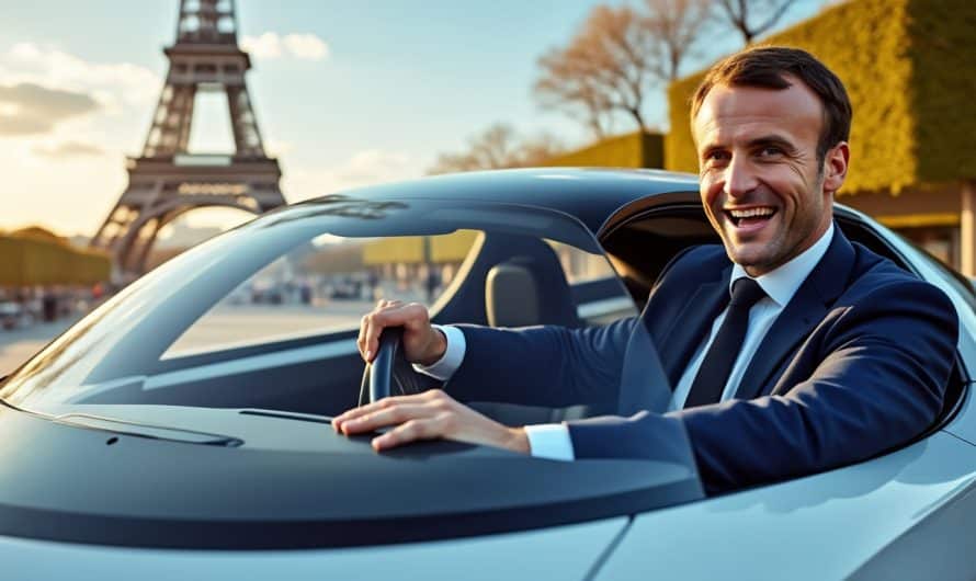 Emmanuel Macron fait ses débuts au volant d’une voiture électrique : une surprise pour un président