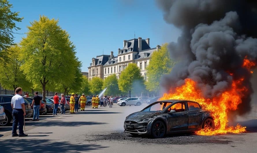À Poitiers, un incendie de voiture électrique bloque l’accès au parking de Blossac