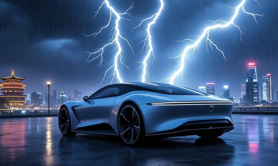 Un phénomène inhabituel : trois éclairs frappent une voiture électrique en Chine