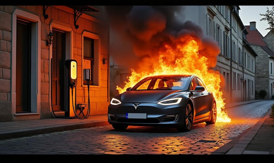 Incendie spectaculaire : une voiture électrique en charge prend feu en plein cœur d&rsquo;Auxerre