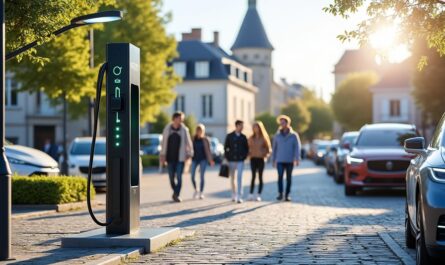 découvrez la nouvelle borne de recharge électrique installée au cœur de la zone dépose-minute à vannes, facilitant la recharge rapide et pratique pour les véhicules électriques.