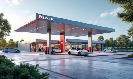 e.leclerc annonce l'installation de 10 000 bornes de recharge pour voitures électriques dans ses stations-service d'ici 2030, renforçant son engagement en faveur de la mobilité durable.