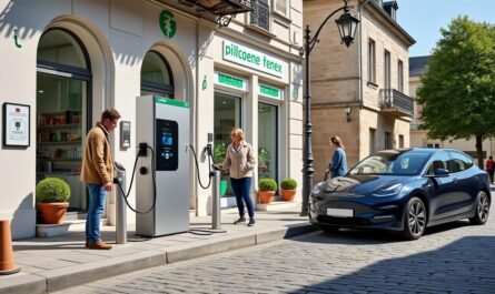 découvrez la nouvelle borne de recharge pour voitures électriques inaugurée devant la pharmacie de châtel-sur-moselle, facilitant la mobilité durable en centre-ville.
