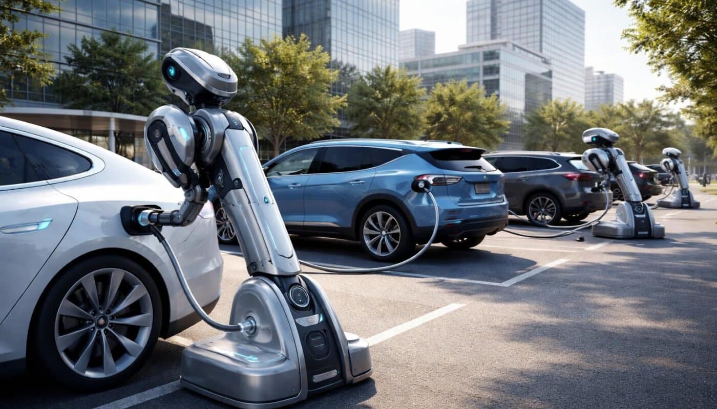 découvrez des robots innovants qui rechargent les voitures électriques directement sur leur place de stationnement, éliminant ainsi les bornes de recharge traditionnelles pour plus de praticité et d'efficacité.