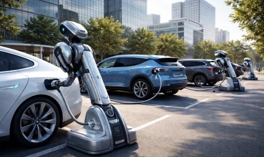Adieu les bornes : des robots innovants rechargent les voitures électriques directement sur leur place de stationnement