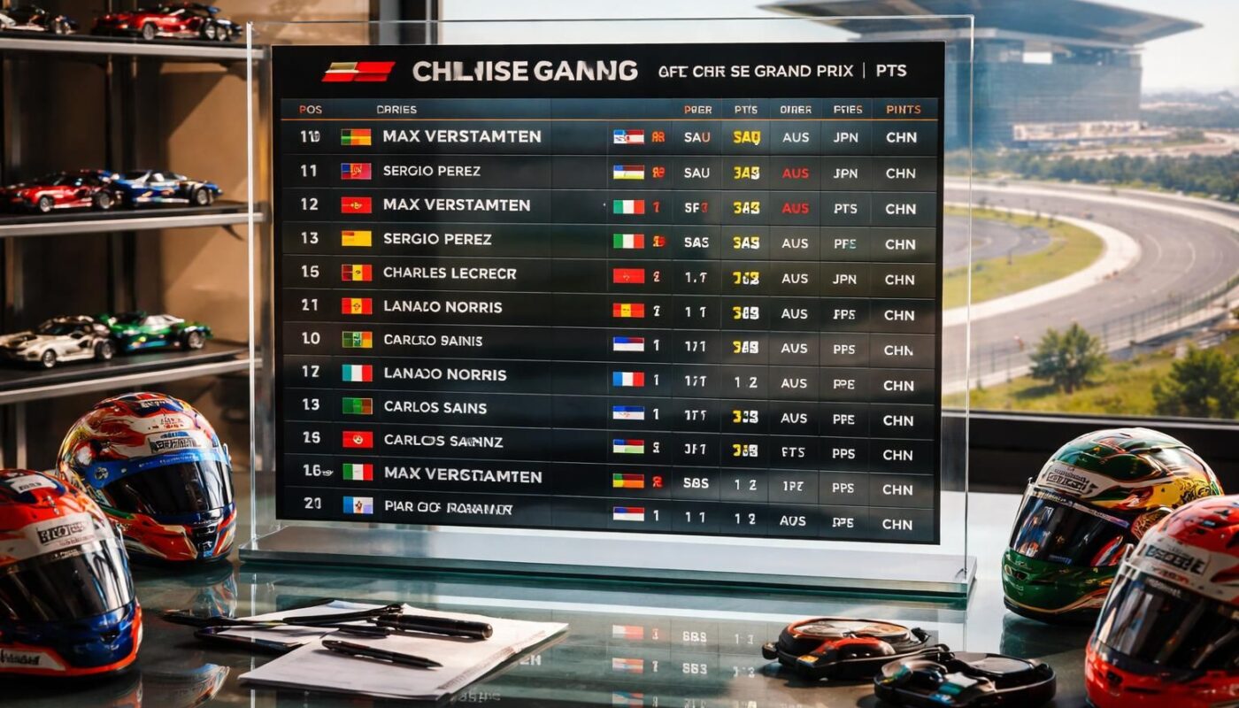 suivez le classement actuel du championnat de f1 mis à jour suite au grand prix de chine à shanghai. découvrez les positions des pilotes et les points après cette étape cruciale de la saison.